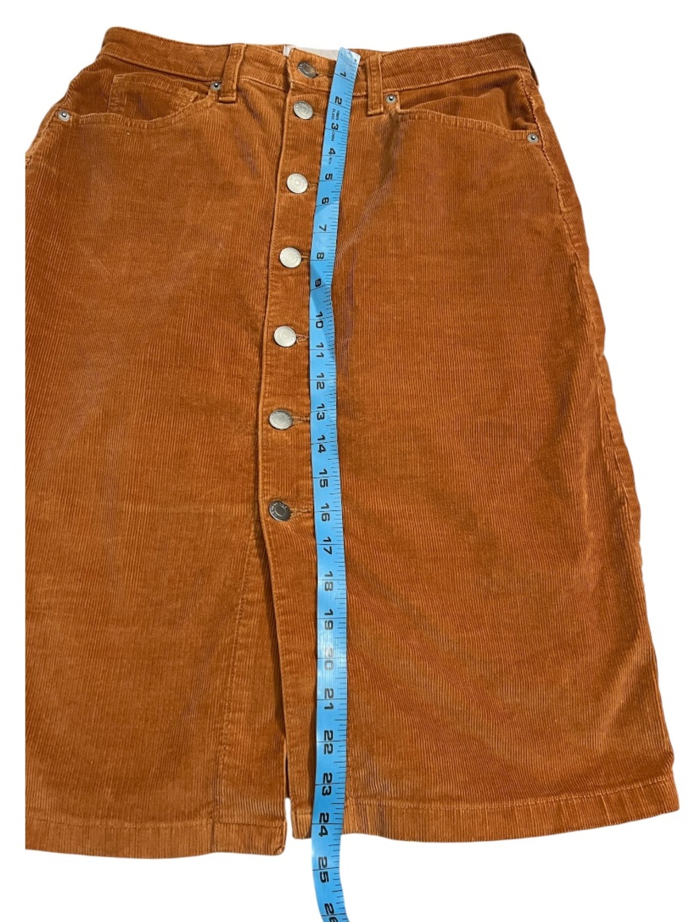 Everlane Corduroy Button Front Skirt Size 28 - Picture 5 of 7